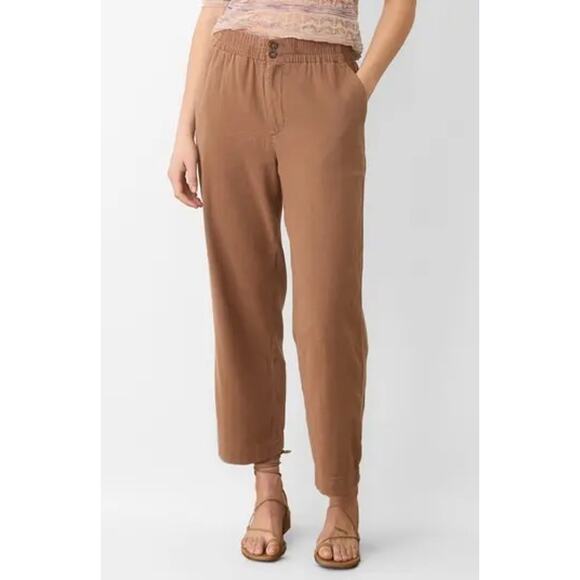 Marine Layer Elle Relaxed Crop Pants Chocolate Malt Brown Small - Picture 1 of 11